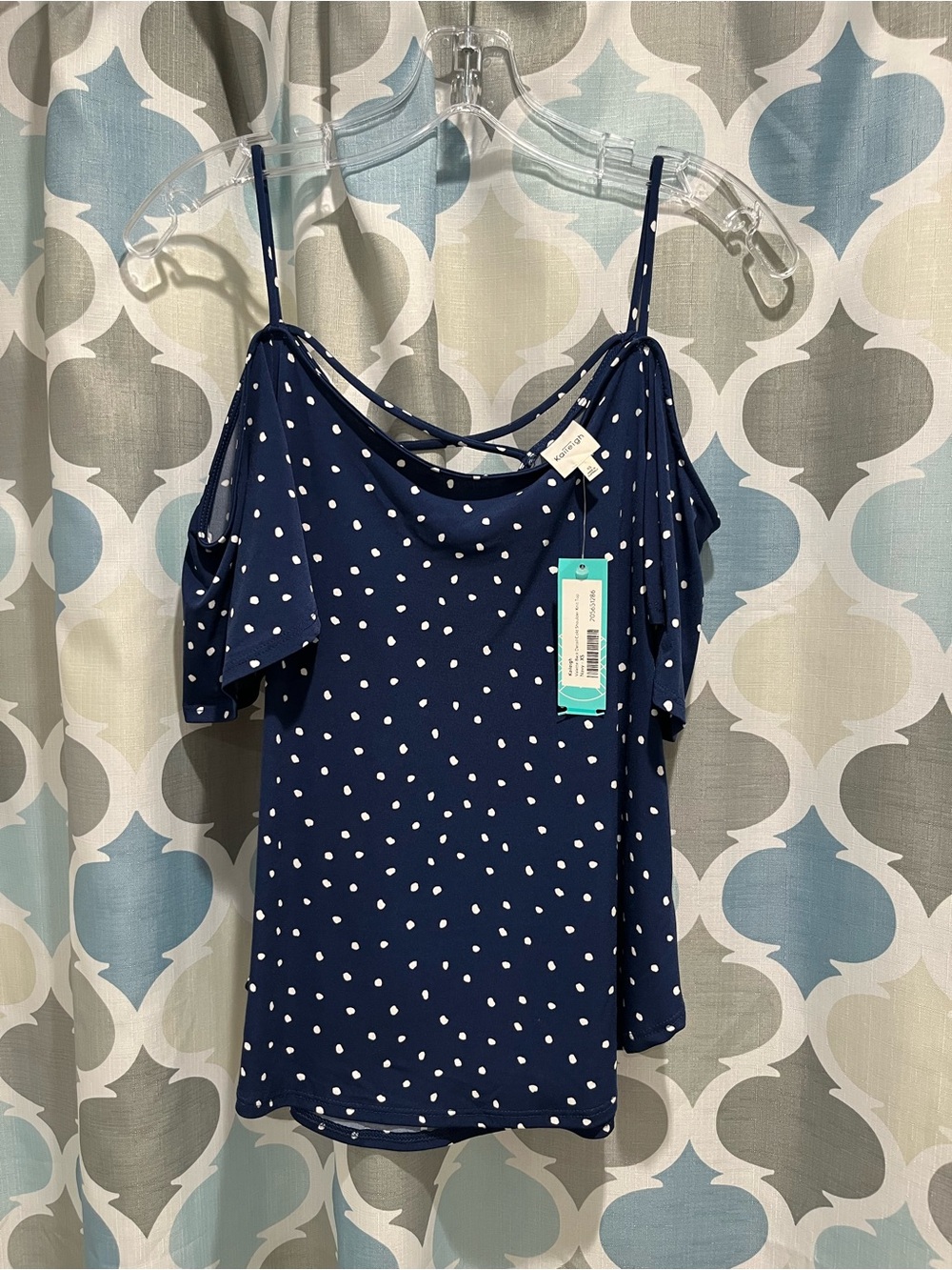 Kaileigh Navy Polka Dot Cold-Shoulder Camisole NWT